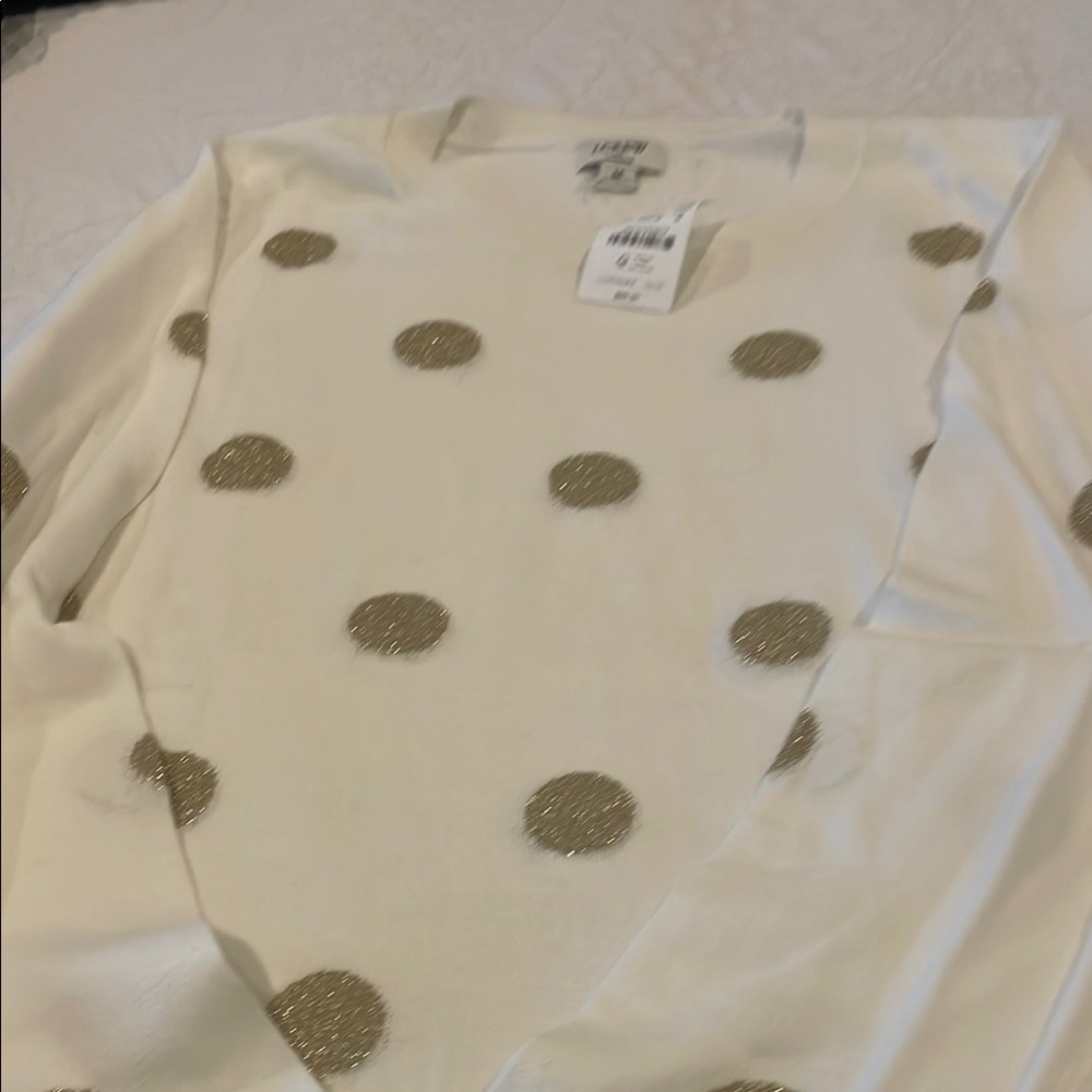 NWT: j crew factory gold polka dot teddie sweater